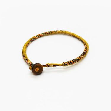 Tibetan Buddhist Rope Bracelet with Tiger Eye Stone Bead- 24 Multi Rope & Mix Color Choices